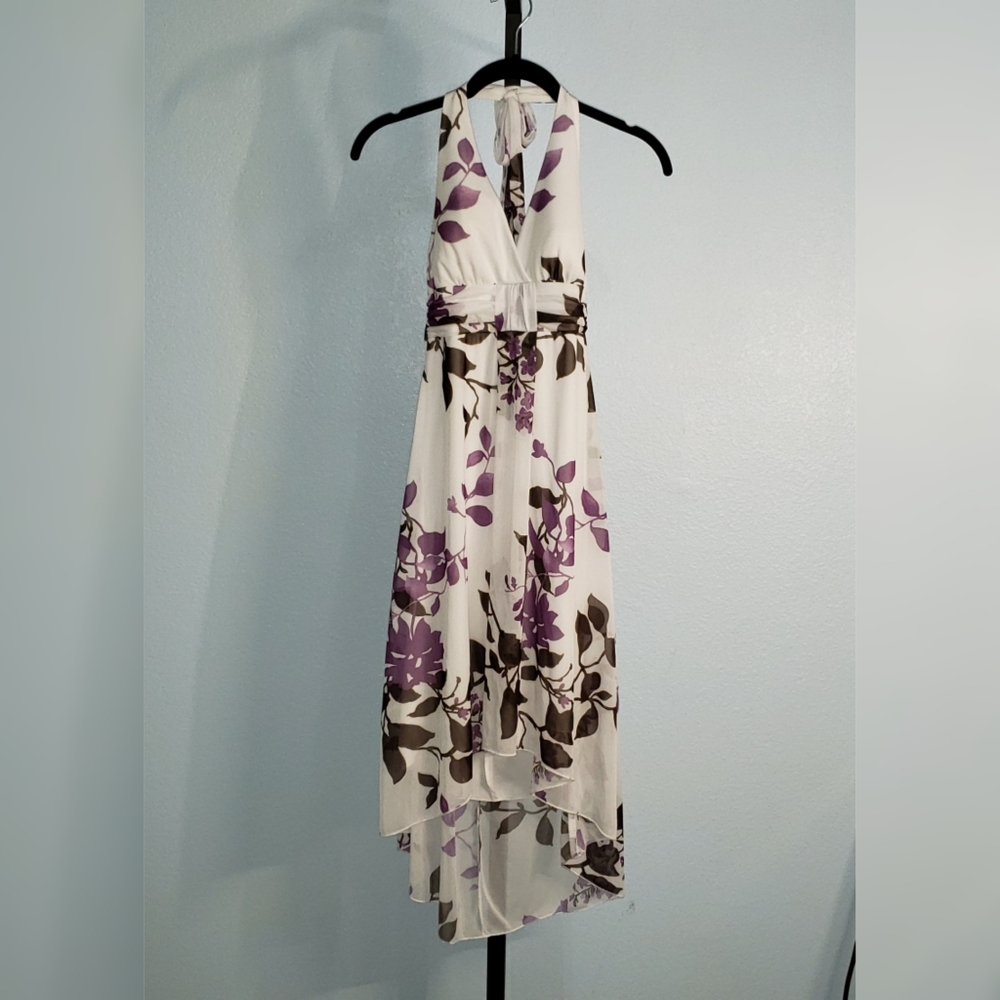 White Halter Assymetrical Dress